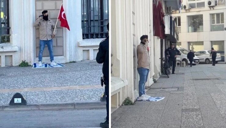 Bir garip intihar girişimi! Ayaklarının altına İsrail bayrağını, eline de Türk bayrağını alıp başına silah dayadı