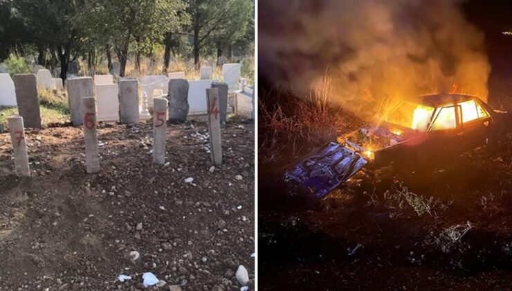 Kazada yanarak ölen anne ve 5 çocuğu son yolculuklarına uğurlandı! 7. bir mezara da uzuvlar defnedildi