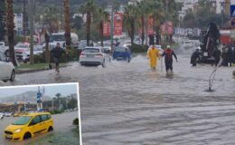 Bodrum’da şiddetli sağanak! Cadde ve sokaklar göle döndü