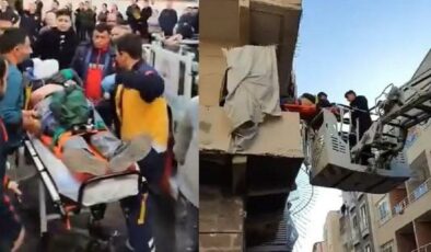 Feci olay! İşçinin üzerine beton merdiven düştü
