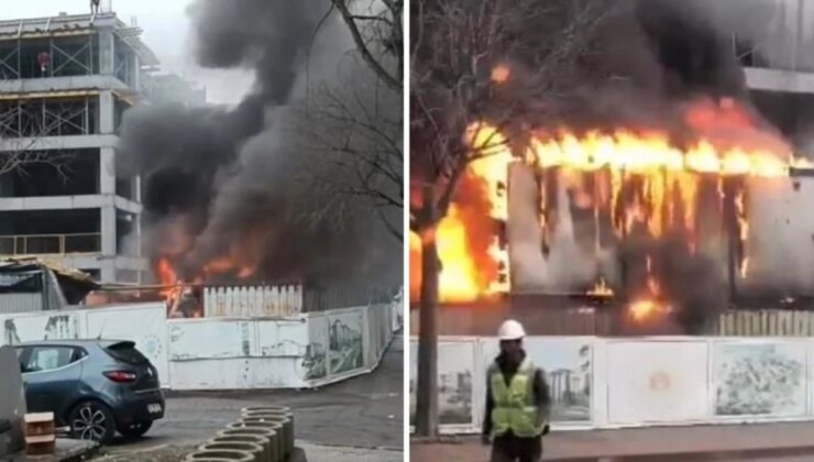 Ataşehir’de işçilerin kaldığı konteynerlerde yangın! Ekipler olay yerine sevk edildi